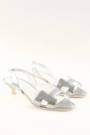 Talons Hermès Argent en Cuir