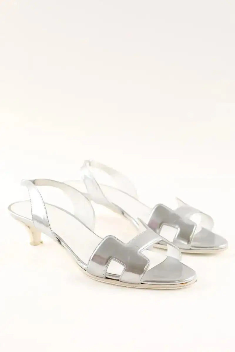 Talons Hermès Argent en Cuir