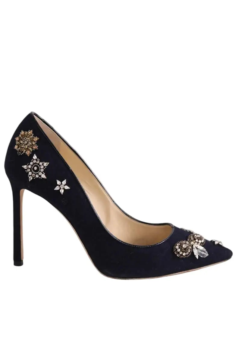 Talons Jimmy Choo Marine en Daim, taille 38 - Seconde Main