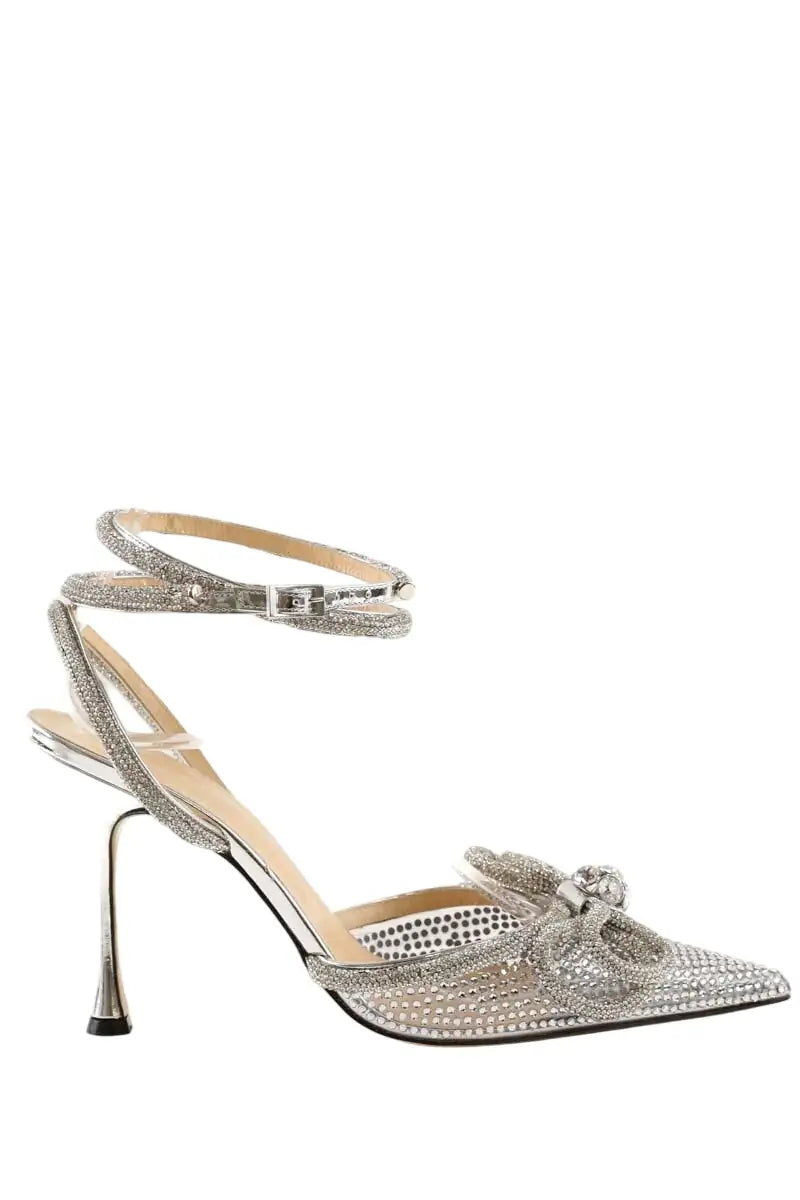 Talons Mach & Mach Double crystal bow Argent en Tissu, taille 42 - Seconde Main