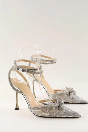 Talons Mach & Mach Double crystal bow Argent en Tissu