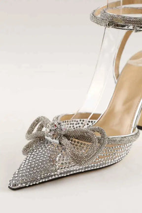 Talons Mach & Mach Double crystal bow Argent en Tissu