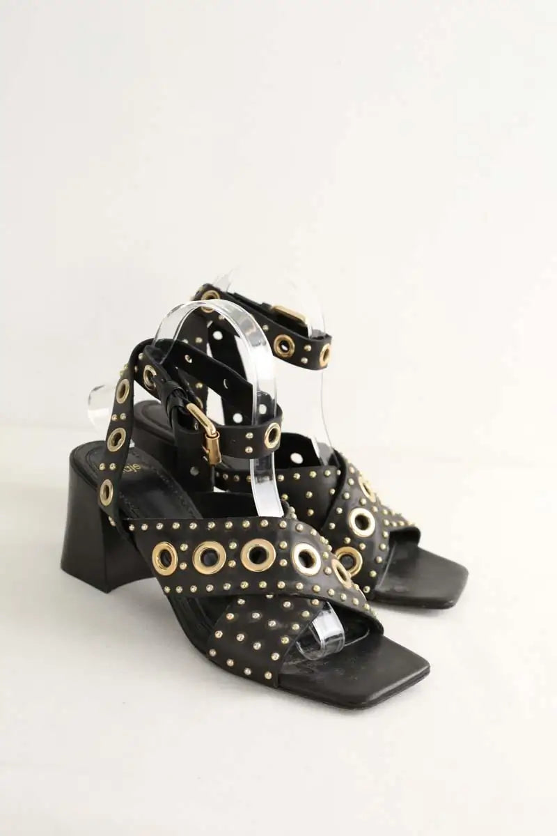 Talons Maje Noir en Cuir