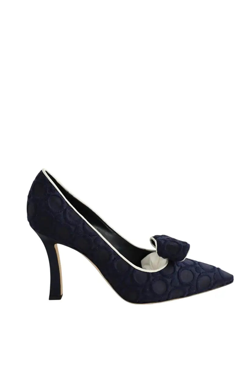Talons Manolo Blahnik Marine en Tissu, taille 40 - Seconde Main