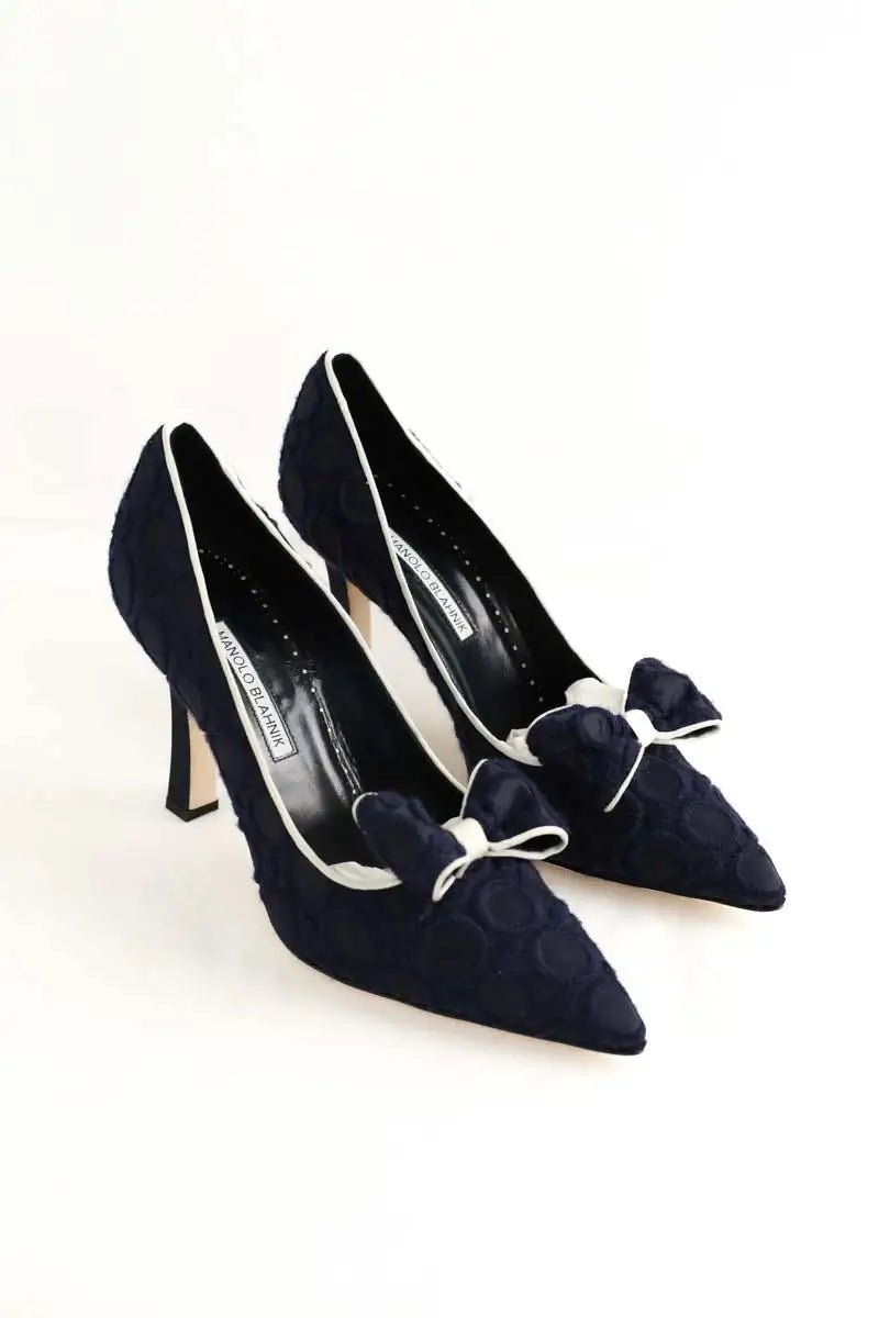 Talons Manolo Blahnik Marine en Tissu