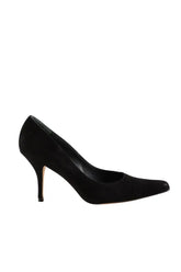 Talons Manolo Blahnik Noir en Daim, taille 36 - Seconde Main