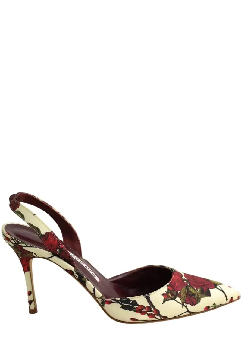 Talons Manolo Blahnik Rouge en Tissu, taille 39 - Seconde Main