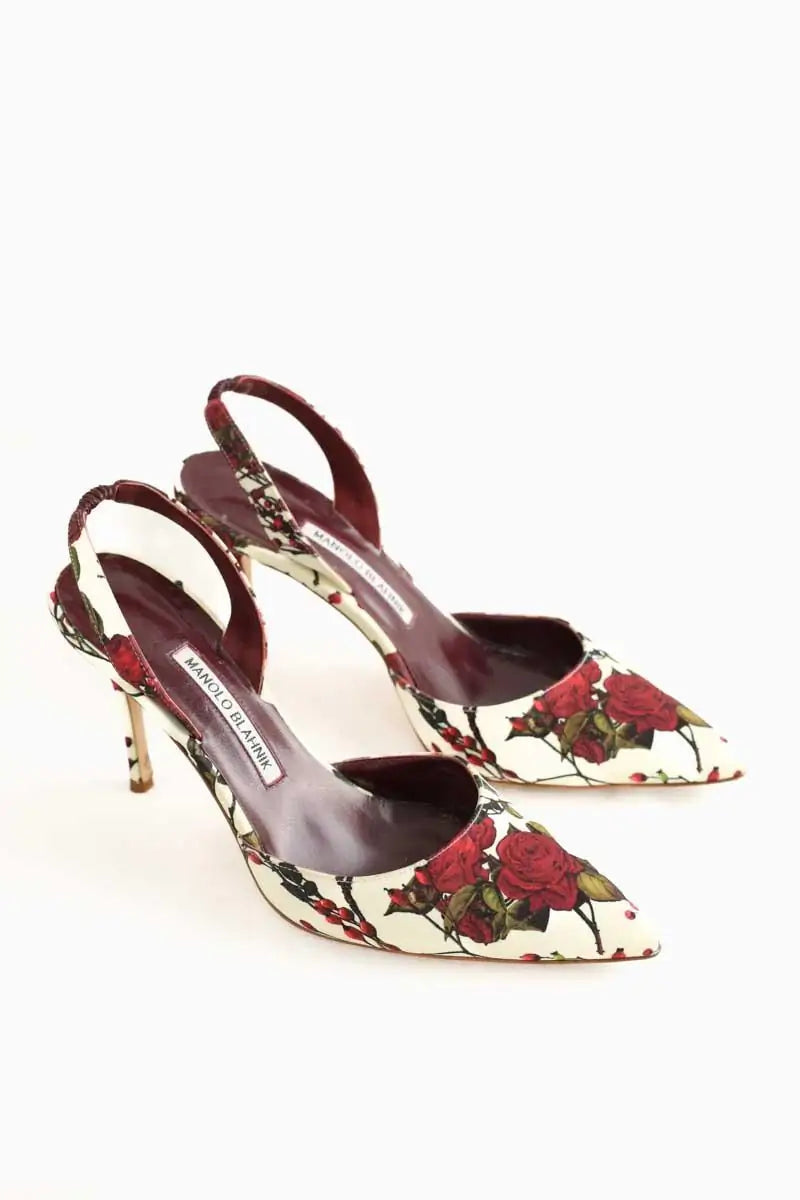 Talons Manolo Blahnik Rouge en Tissu
