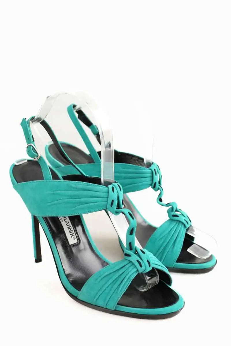 Talons Manolo Blahnik Turquoise en Cuir