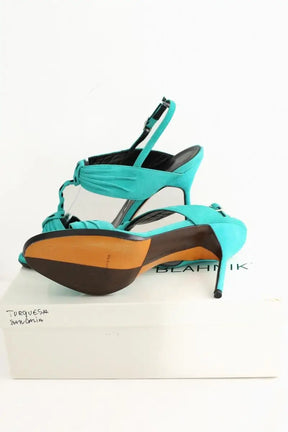 Talons Manolo Blahnik Turquoise en Cuir