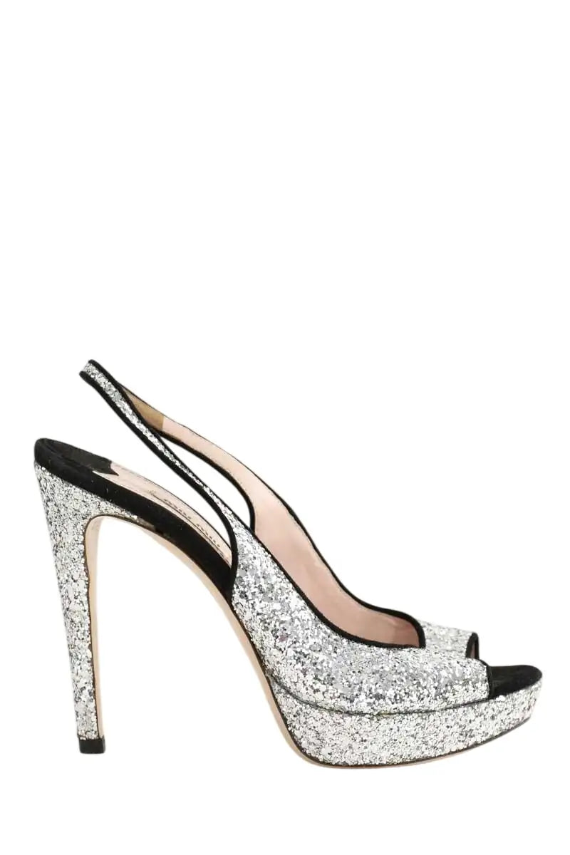 Talons Miu Miu Argent en Paillettes, taille 36 - Seconde Main