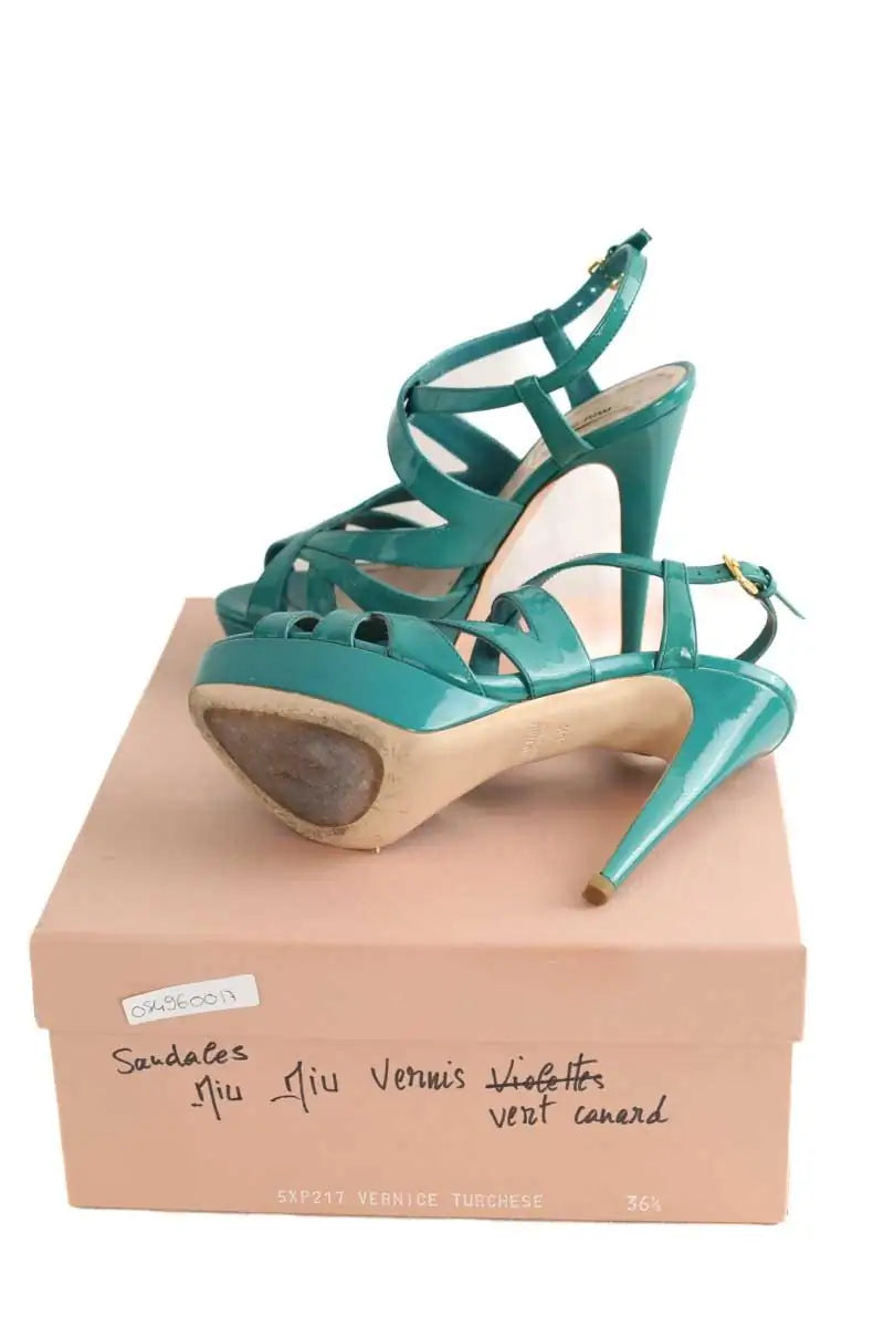 Talons Miu Miu Turquoise en Cuir