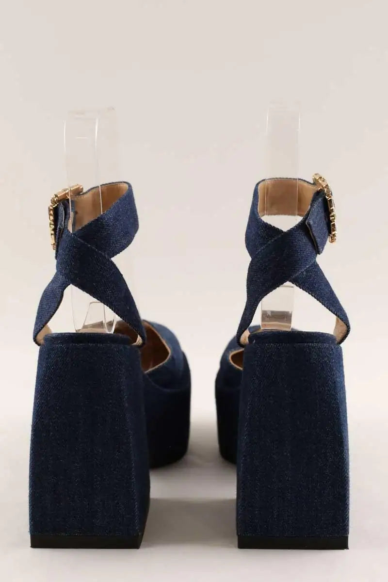 Talons Nodaleto Bleu en Tissu