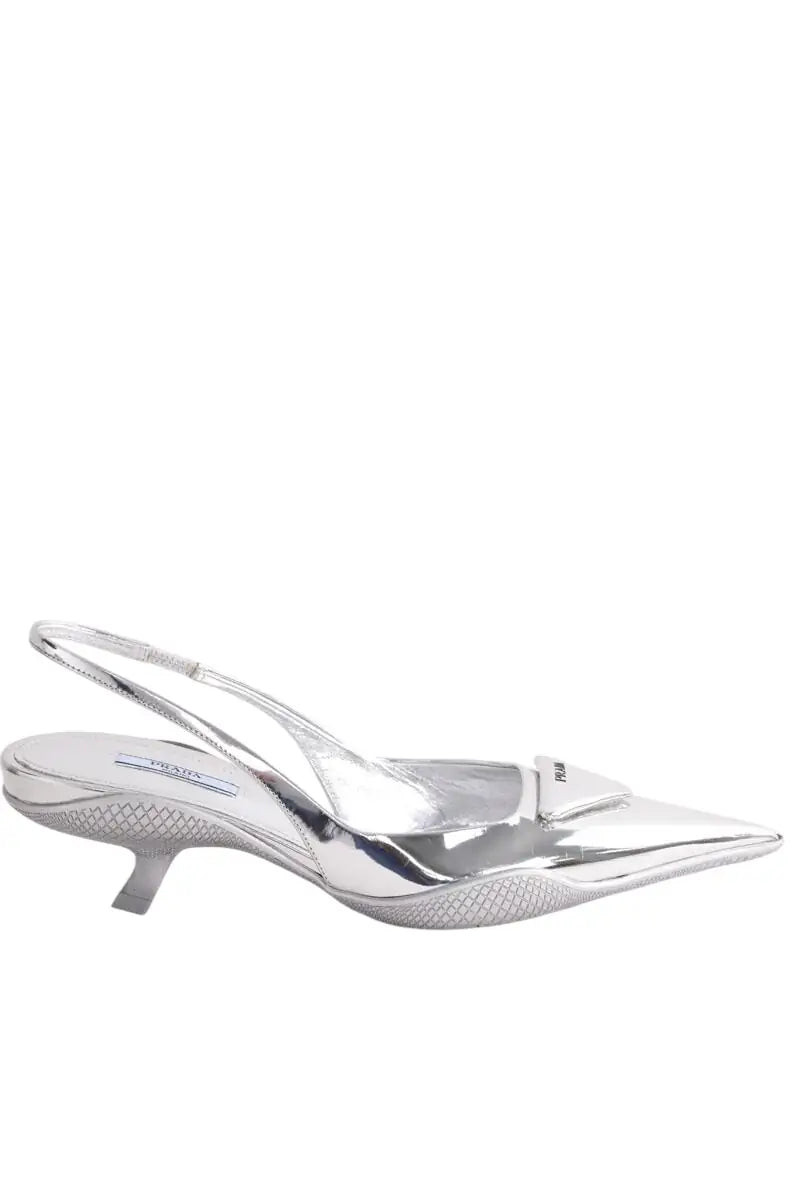 Talons Prada Argent en Cuir, taille 38 - Seconde Main