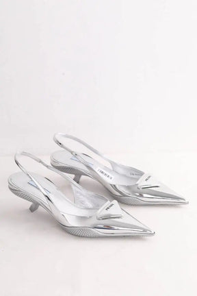 Talons Prada Argent en Cuir