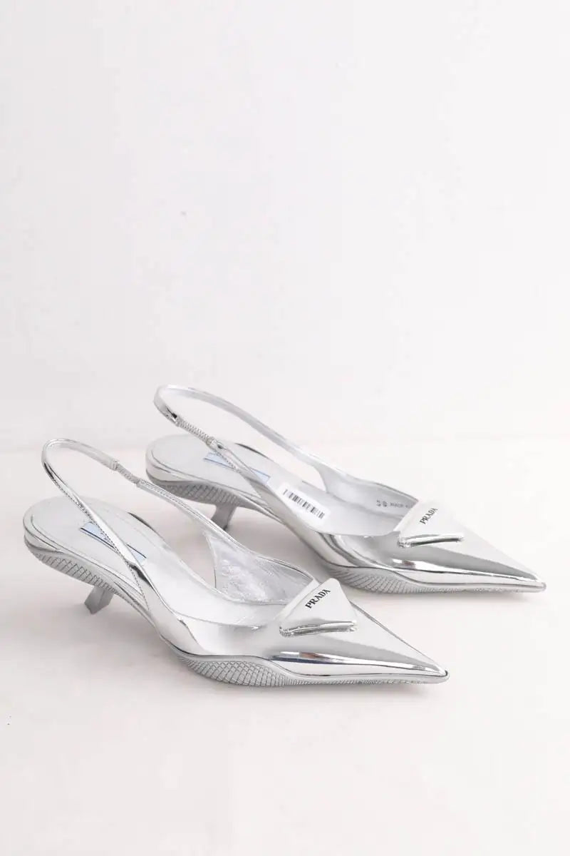 Talons Prada Argent en Cuir