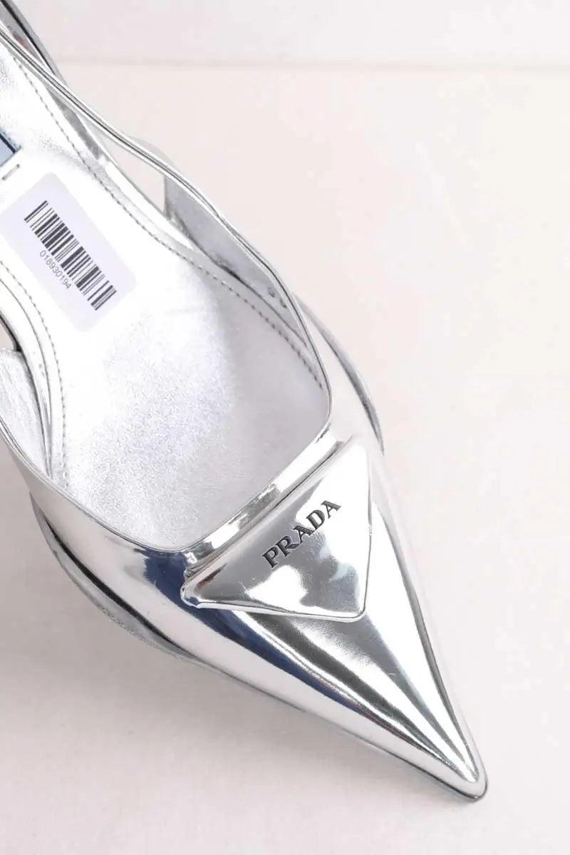 Talons Prada Argent en Cuir