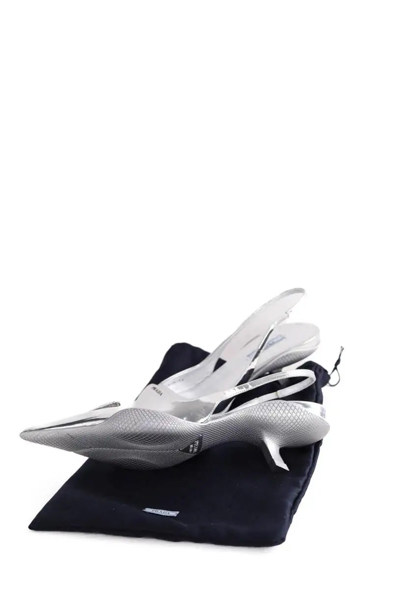 Talons Prada Argent en Cuir