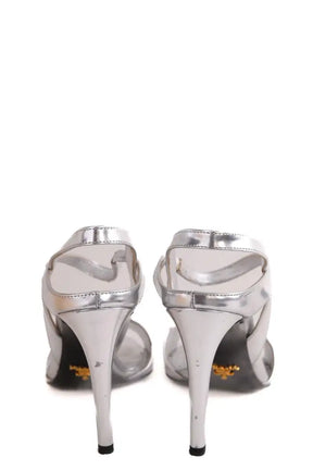Talons Prada Argent en Cuir