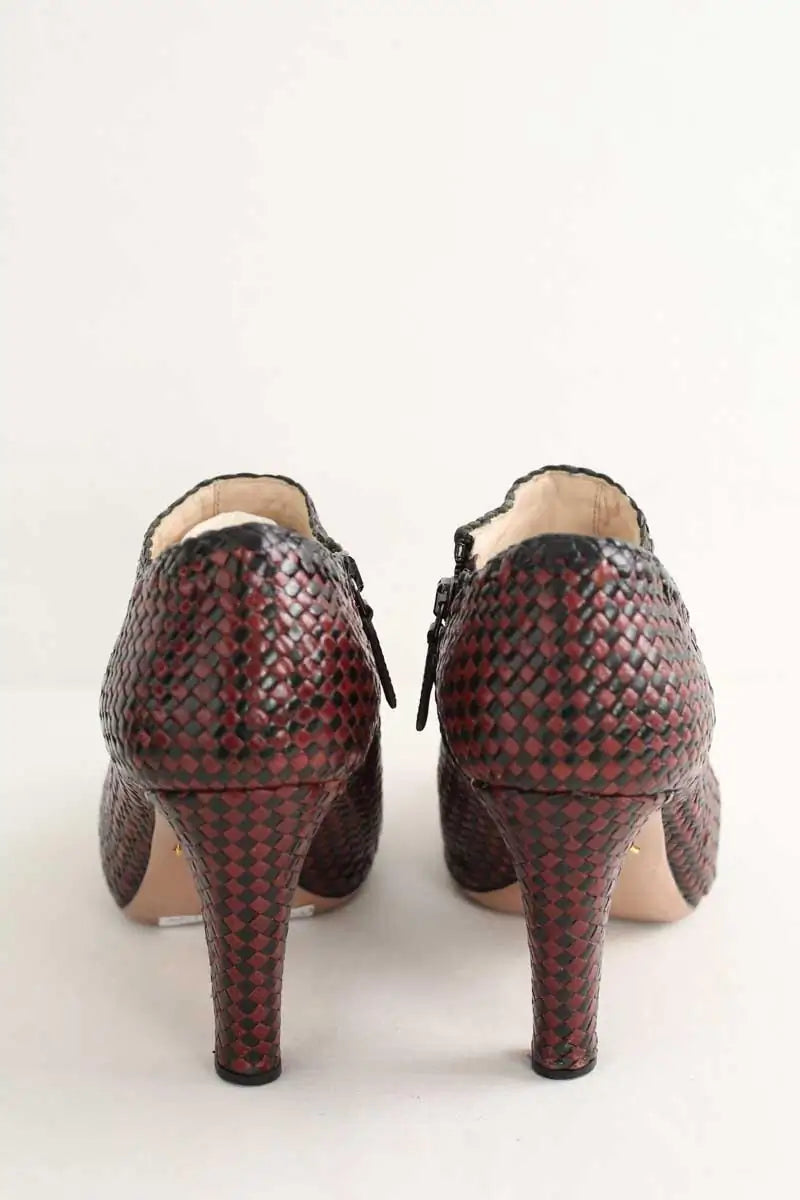 Talons Prada Bordeaux en Cuir