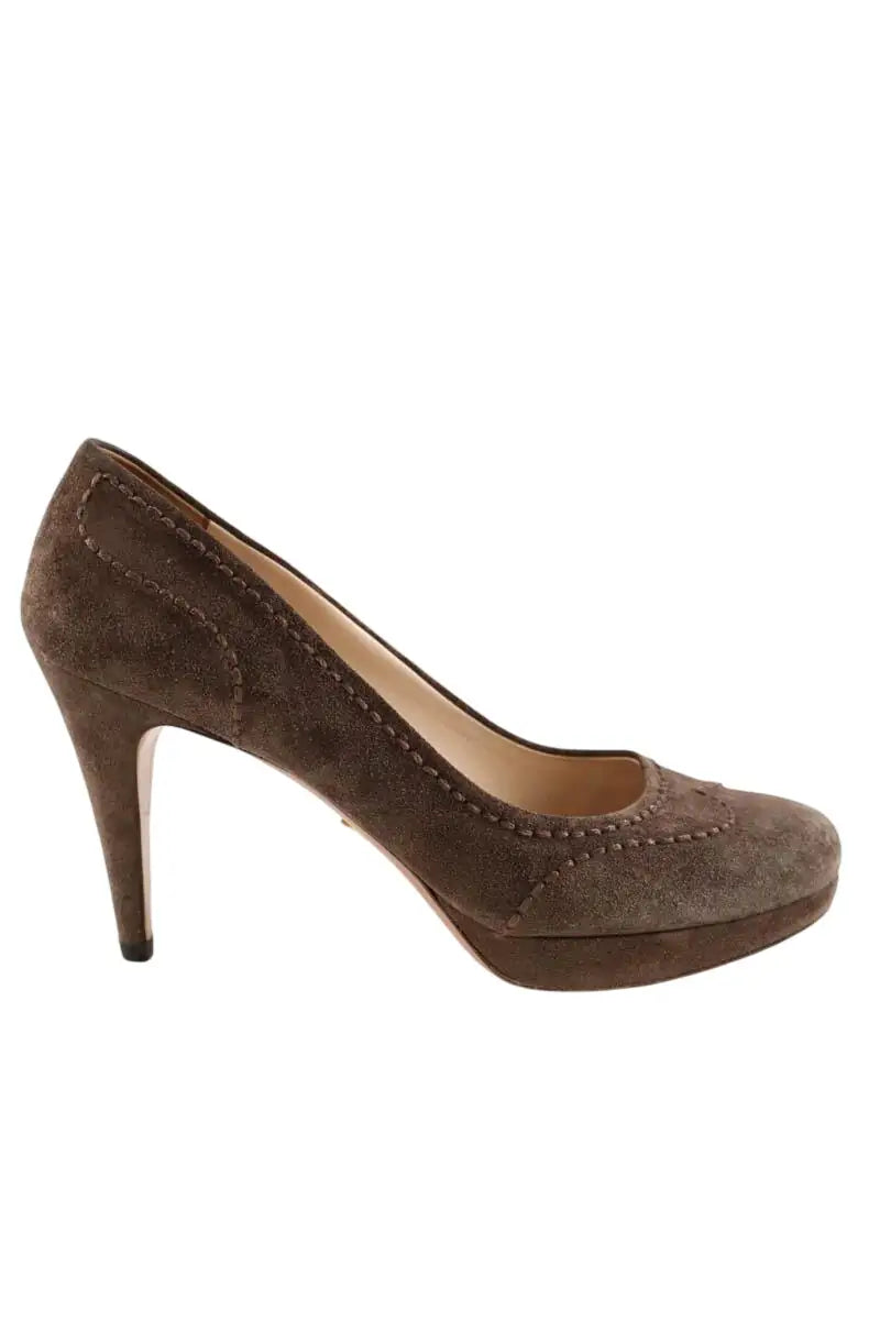 Talons Prada Marron en Daim, taille 39 - Seconde Main