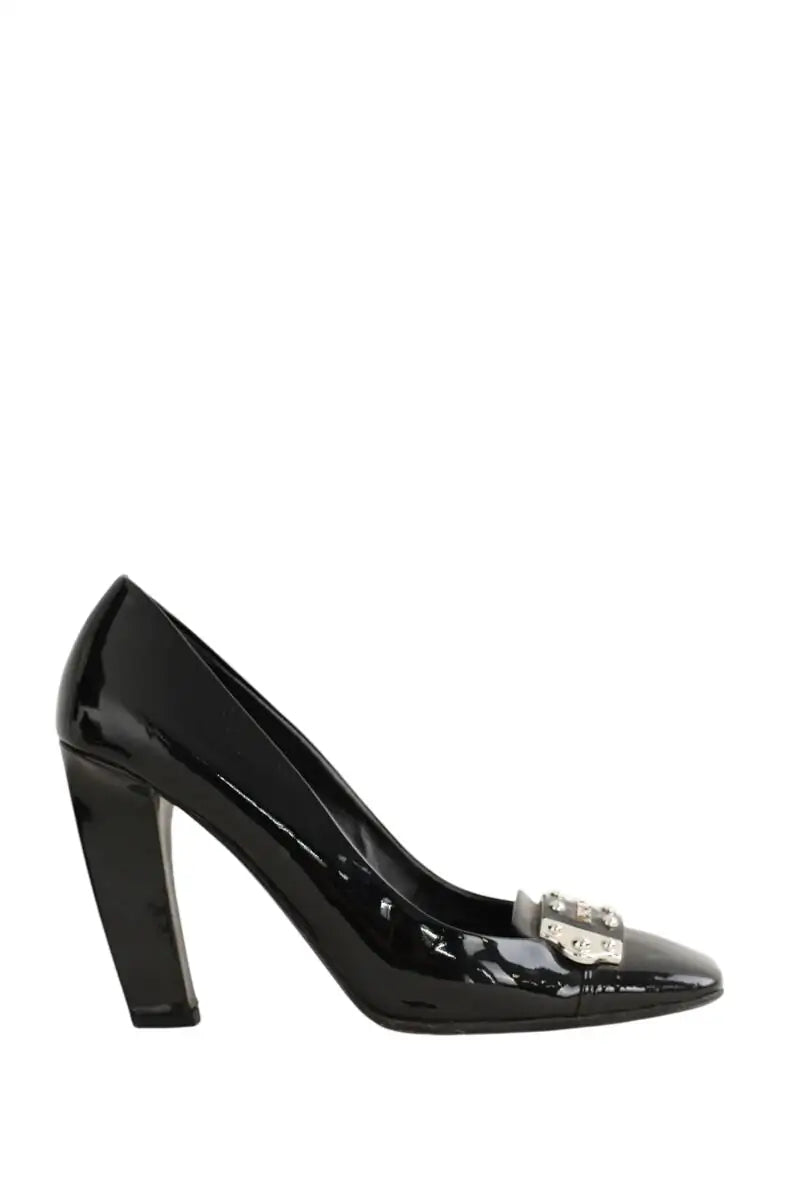 Talons Prada Noir en Cuir verni, taille 38 - Seconde Main