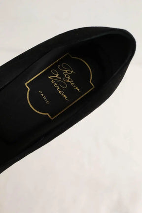 Talons Roger Vivier Flower Strass Buckle Noir en Cuir