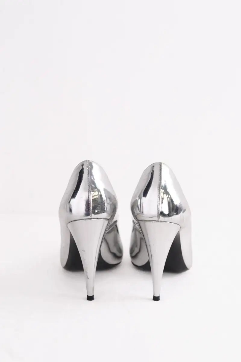 Talons Saint Laurent Argent en Cuir verni