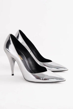 Talons Saint Laurent Argent en Cuir verni
