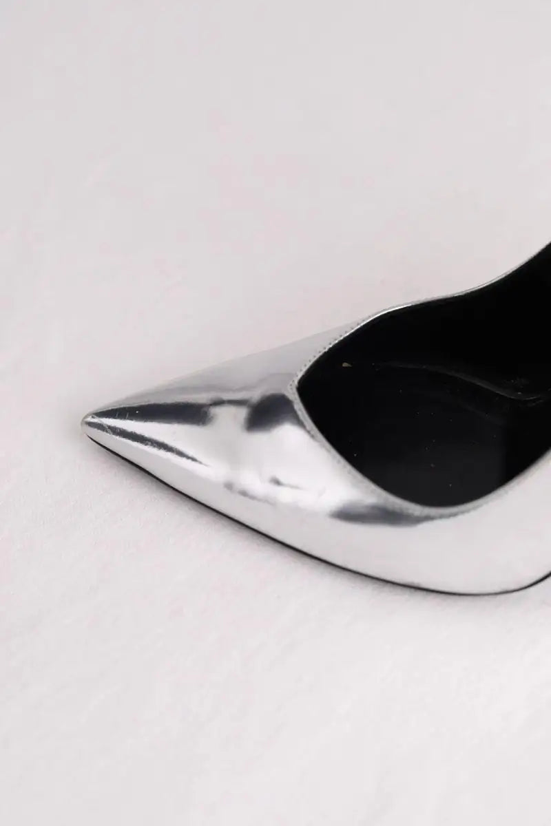 Talons Saint Laurent Argent en Cuir verni