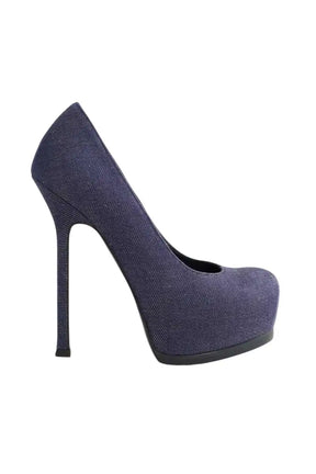 Talons Saint Laurent Bleu en Tissu, taille 35 - Seconde Main