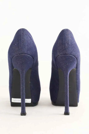 Talons Saint Laurent Bleu en Tissu