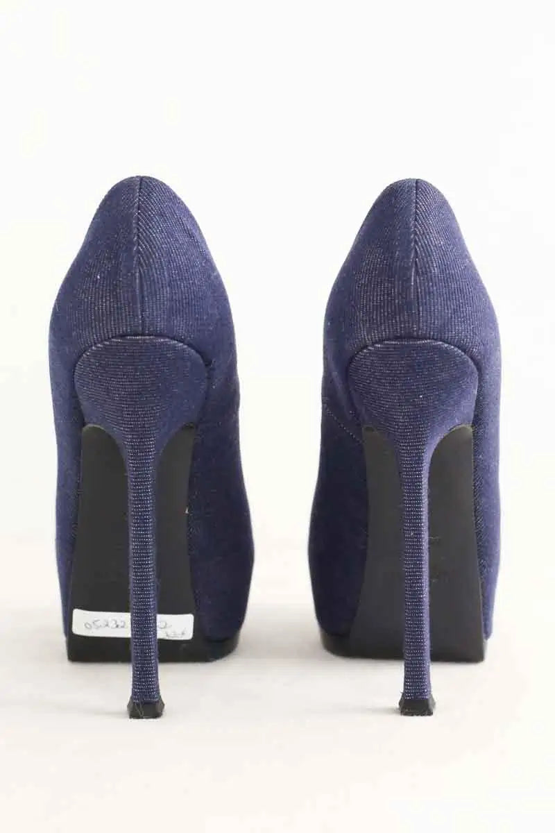 Talons Saint Laurent Bleu en Tissu