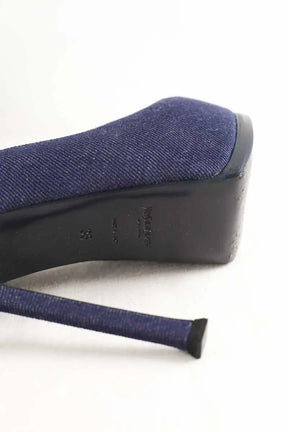 Talons Saint Laurent Bleu en Tissu
