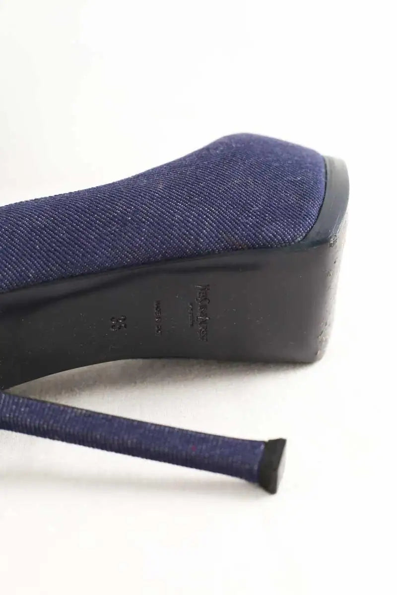 Talons Saint Laurent Bleu en Tissu