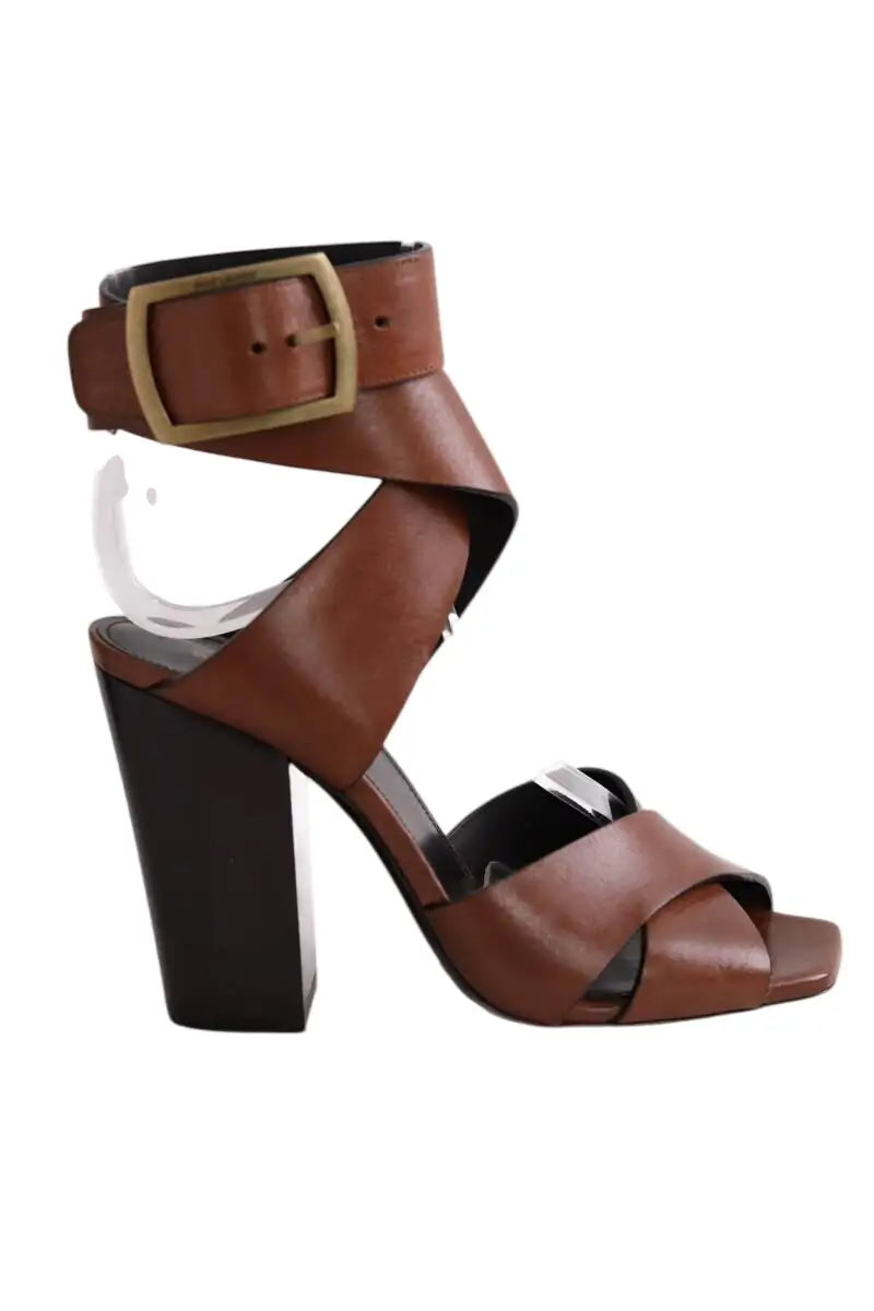 Talons Saint Laurent Marron en Cuir, taille 37 - Seconde Main