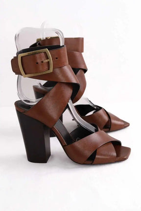 Talons Saint Laurent Marron en Cuir
