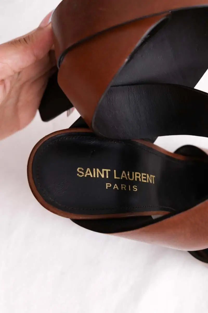 Talons Saint Laurent Marron en Cuir
