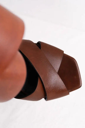 Talons Saint Laurent Marron en Cuir