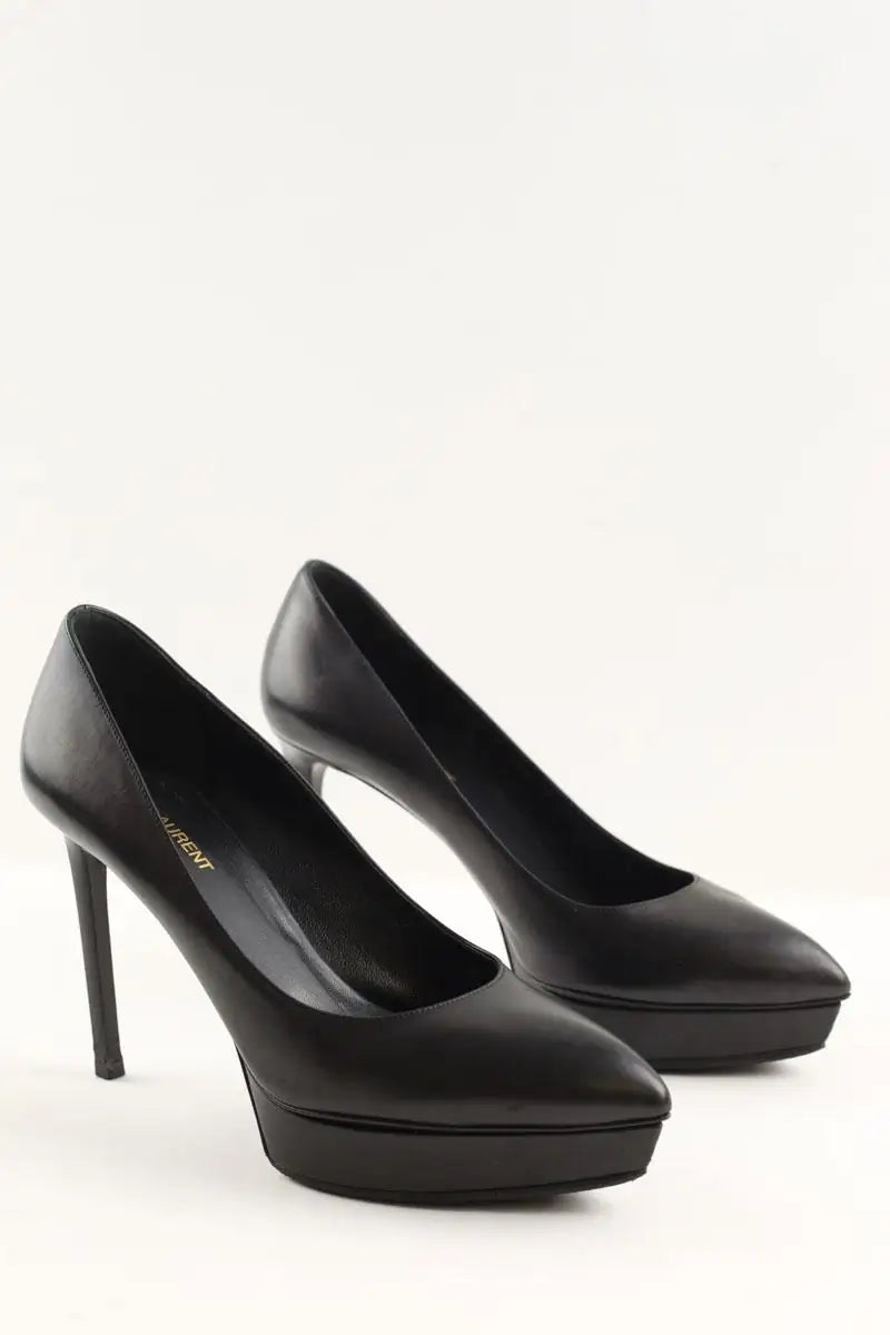 Talons Saint Laurent Noir en Cuir