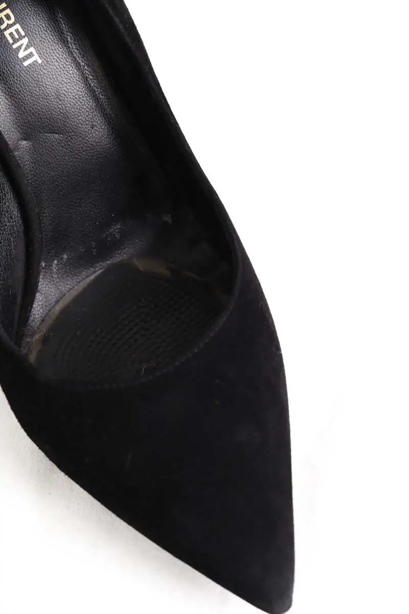 Talons Saint Laurent Noir en Daim