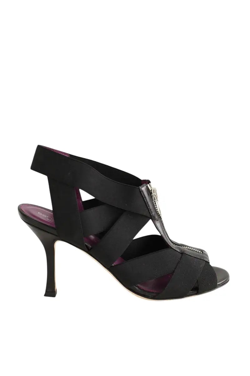 Talons Sergio Rossi Noir en Tissu, taille 38 - Seconde Main