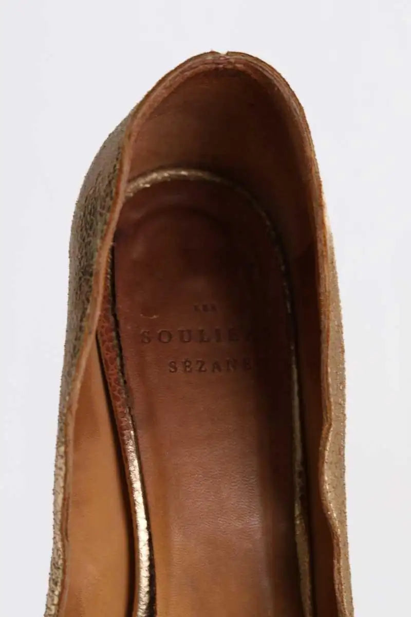 Talons Sézane Doré en Cuir