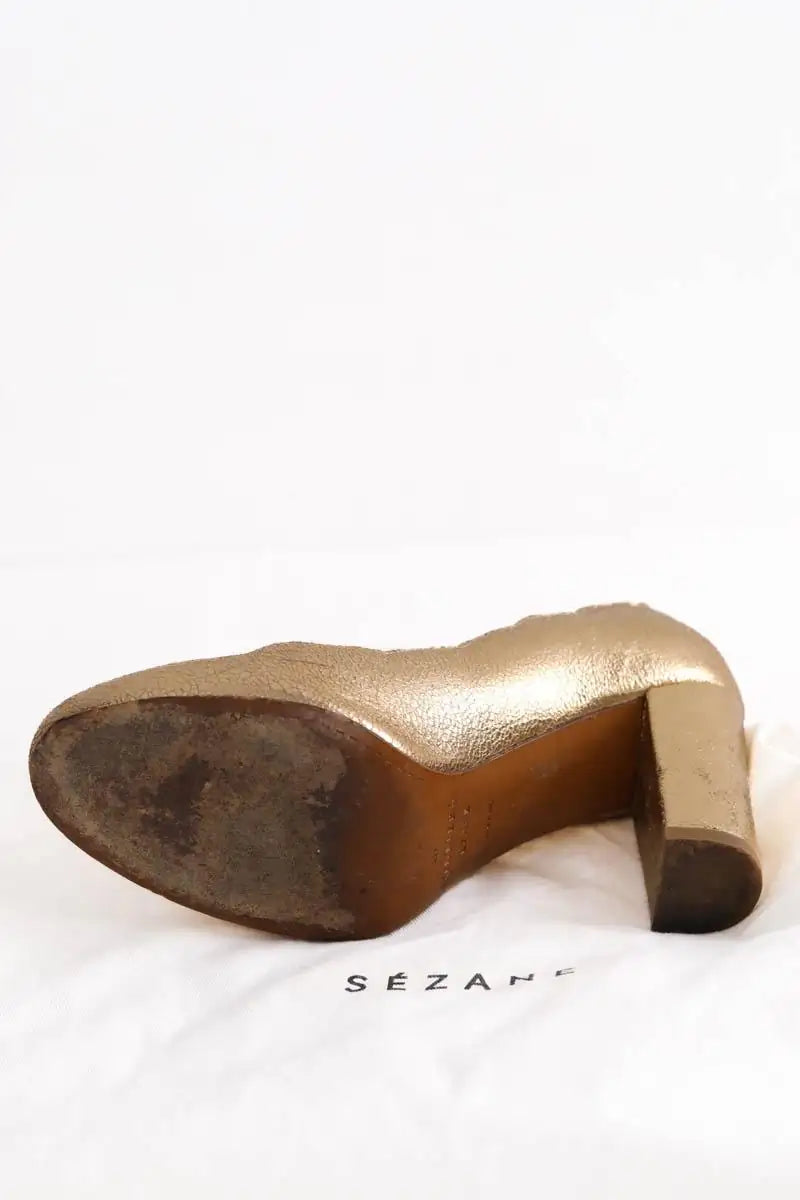 Talons Sézane Doré en Cuir