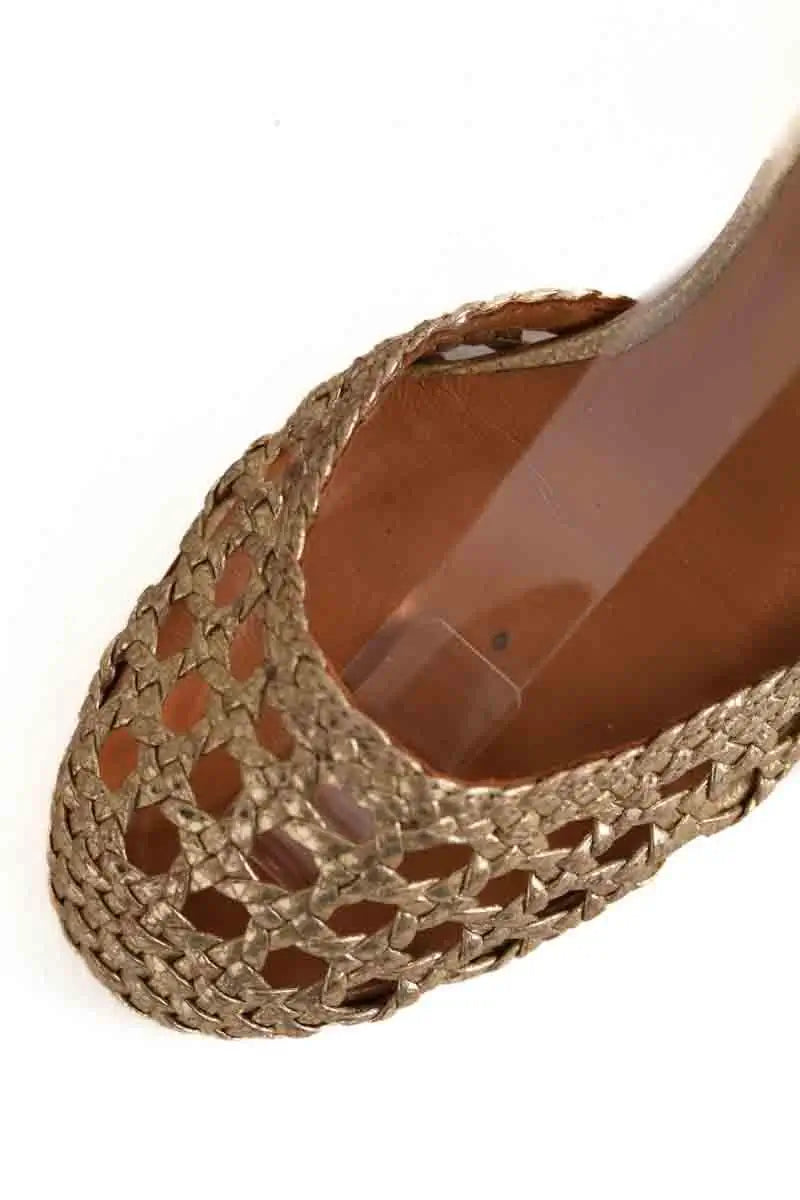 Talons Sézane Doré en Cuir
