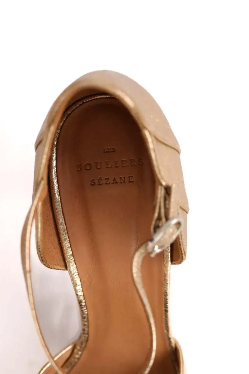 Talons Sézane Doré en Cuir