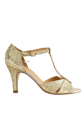 Talons Sézane Doré en Paillettes, taille 38 - Seconde Main