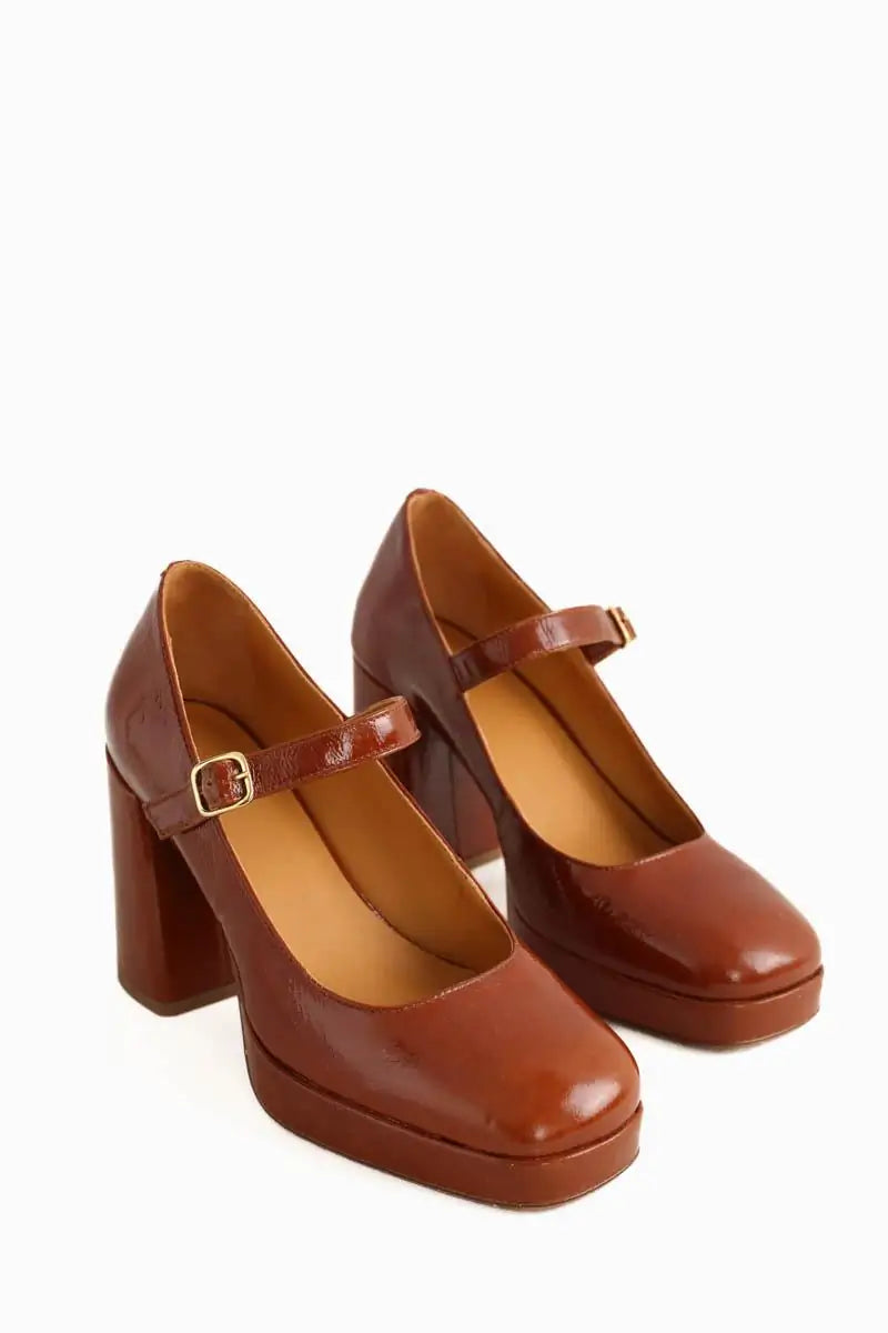 Talons Sézane Marron en Cuir verni