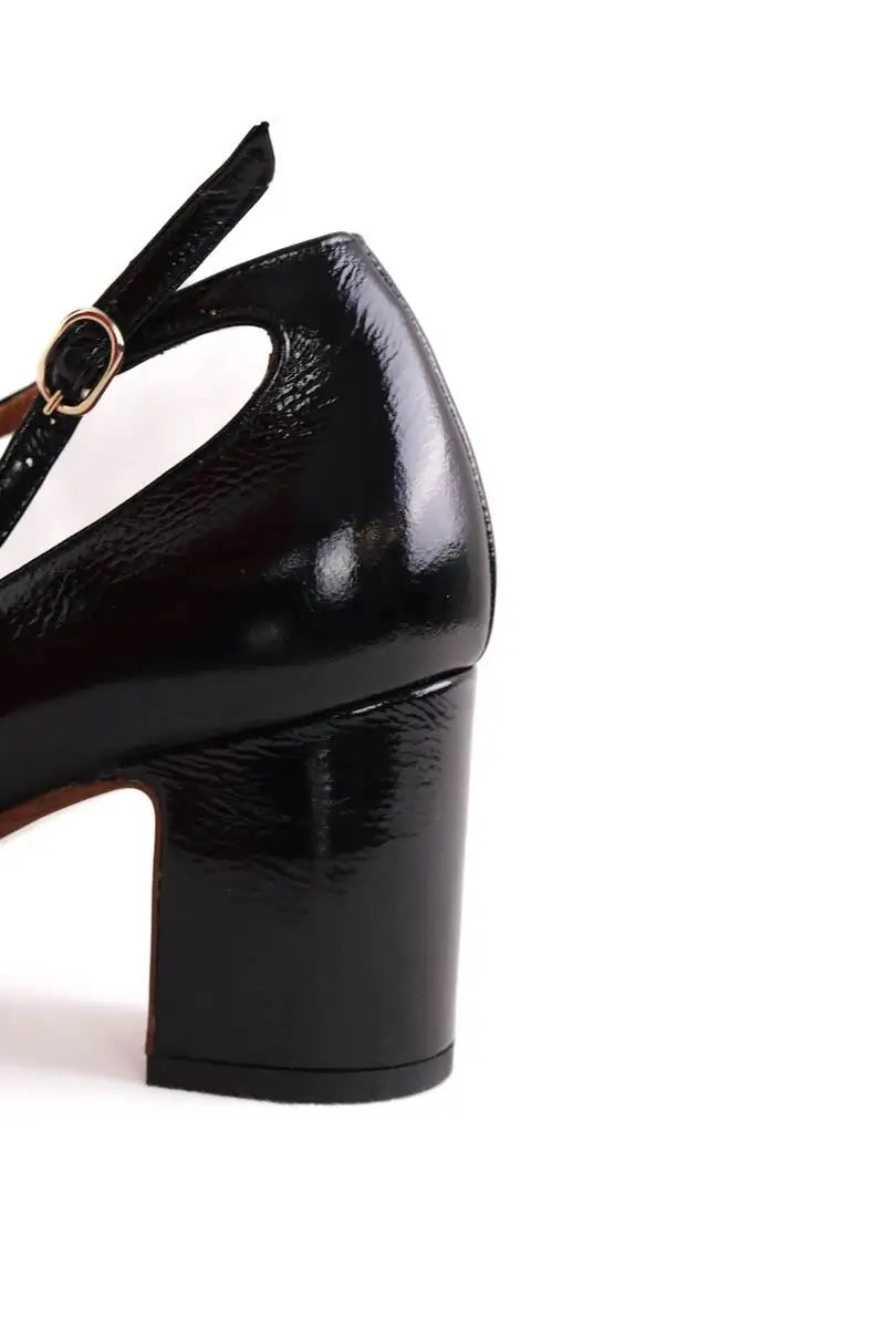 Talons Sézane Salomé Marcie Noir en Cuir verni