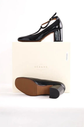 Talons Sézane Salomé Marcie Noir en Cuir verni
